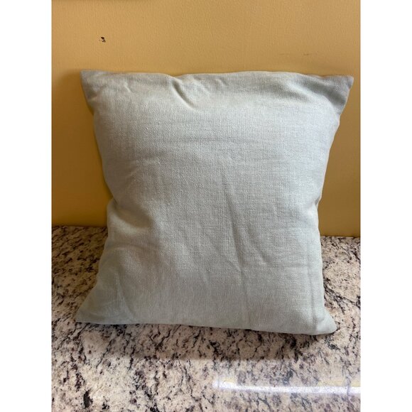 Vintage Neutral Linen Throw Pillow Down Button Accent Farmhouse Cottagecore - Picture 3 of 5